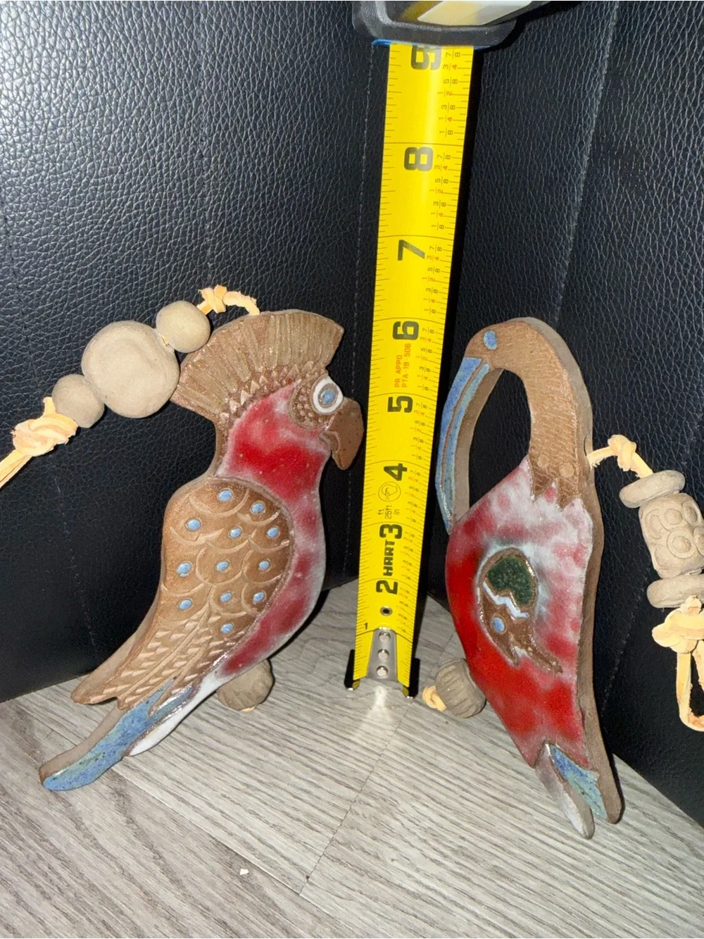 Handcrafted Ceramic Bird Wall Hangings Set of 2 Blue and White Vintage